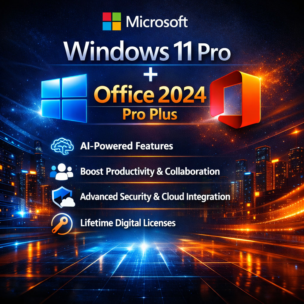 Windows 11 Pro  + Office 2024 Pro Plus Bundle | Lifetime License Pack
