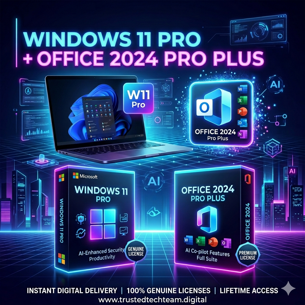 Windows 11 Pro  + Office 2024 Pro Plus Bundle | Lifetime License Pack