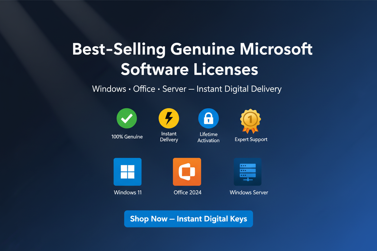 Best-Selling Genuine Microsoft Software Licenses Banner