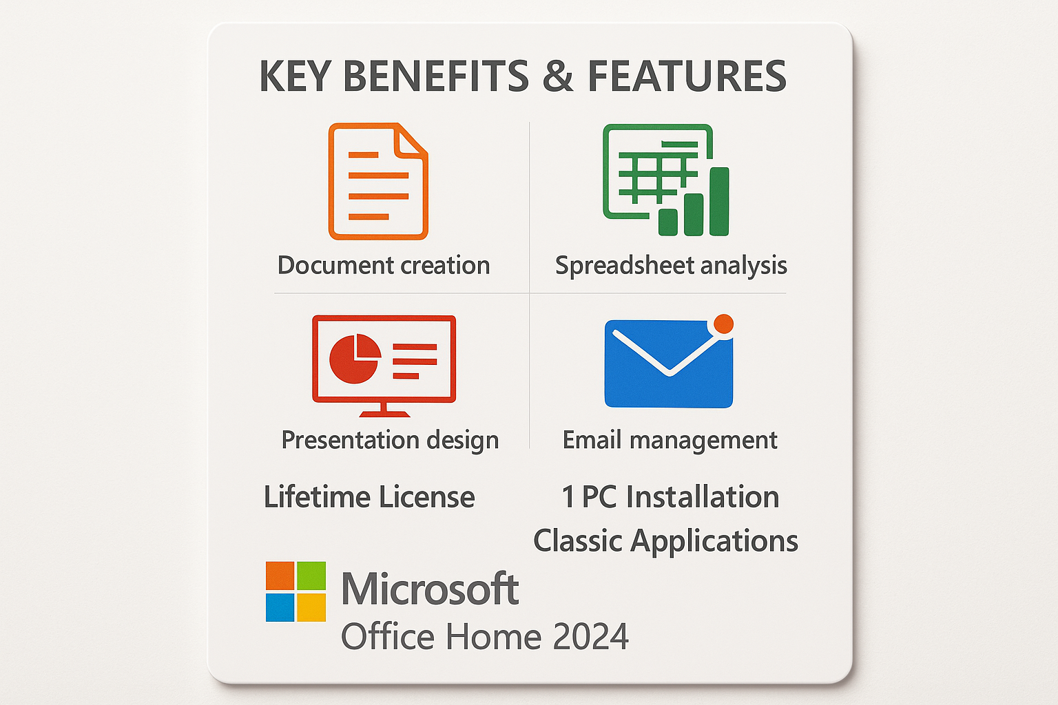 Microsoft Office Home 2024 Lifetime License for 1 PC | Word, Excel, PowerPoint & Outlook - Ustrustedtech