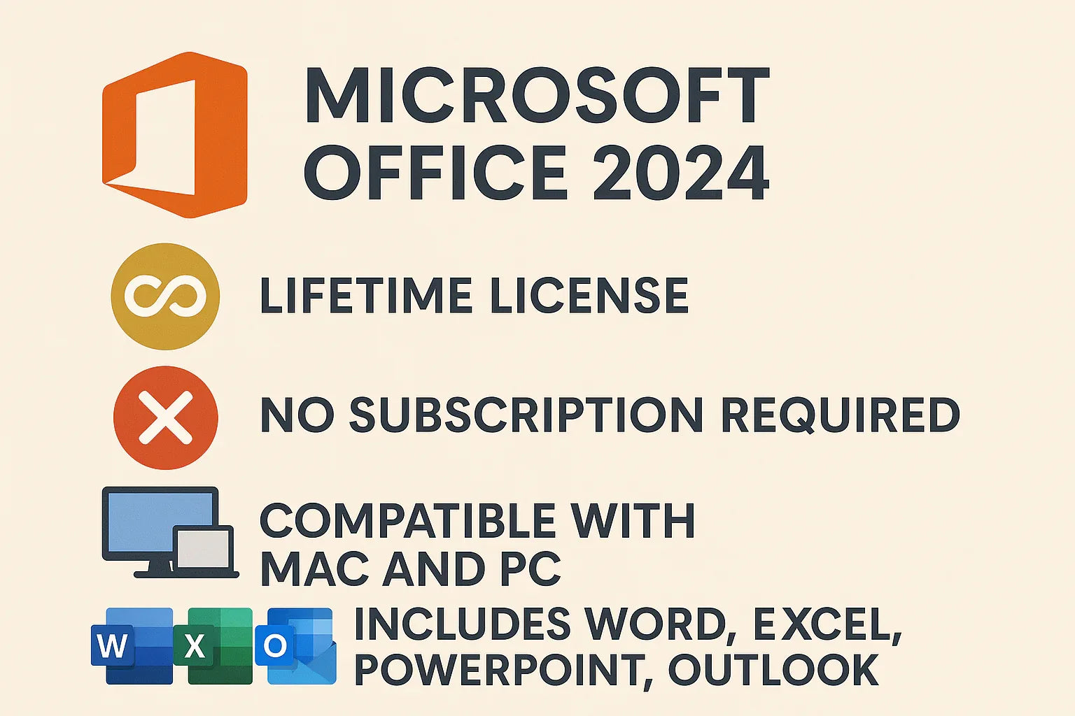 Microsoft Office 2024 Lifetime License - Seamless Productivity for